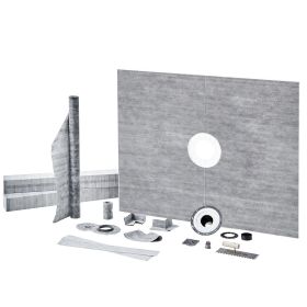 Shower Curb Kit, 60"x48" Shower Pan Kit with 2" PVC Central Flange, Waterproof Membrane, Stainless Steel Grate and Joint Sealant